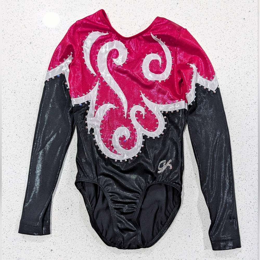 CHRISTMAS Magenta GK Elite Large Gymnastics Dance Leotard Competition RHINESTONE